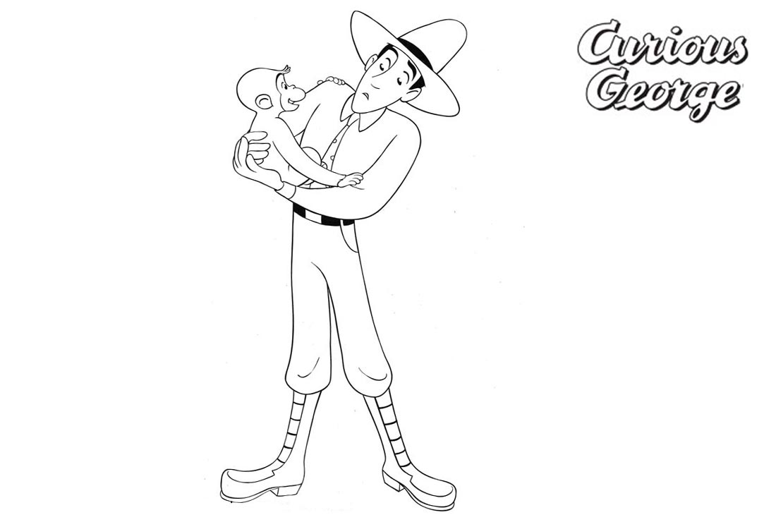 Curious George Coloring Pages George and Yellow Hat Man Clipart printable for free