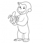 Curious George Coloring Pages Monkey Eating Banana