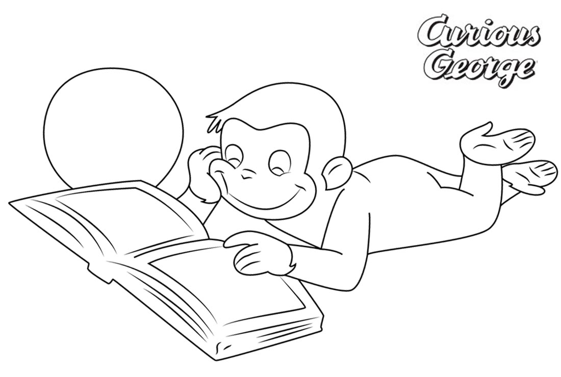 Curious George Coloring Pages Reading printable for free