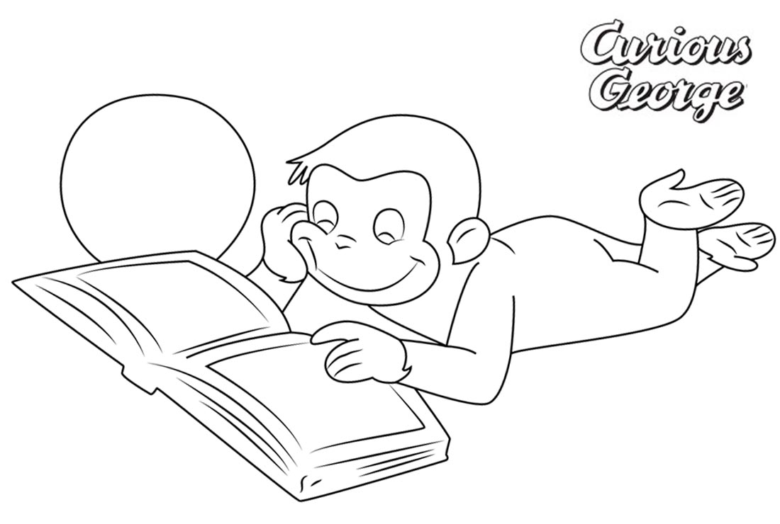 Curious George Coloring Pages Reading - Free Printable Coloring Pages