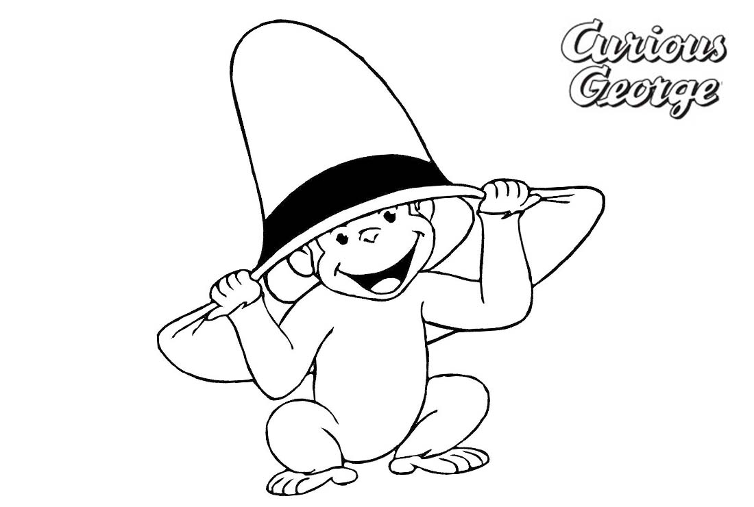Curious George Coloring Pages Wearing A Hat printable for free