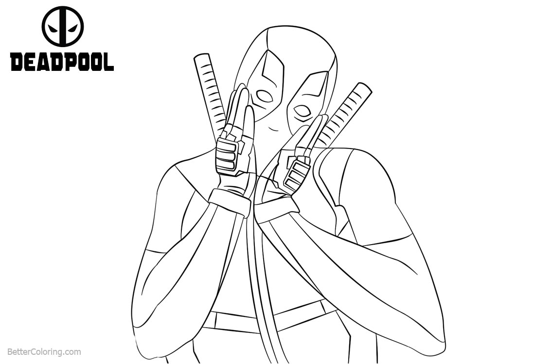 Cute Deadpool 2 Coloring Pages printable for free