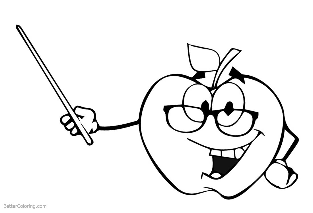 Cute Food Coloring Pages Apple Teacher printable for free