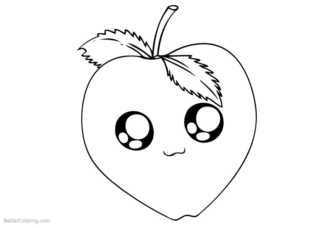 Download Cute Food Coloring Pages Apple with Big Eyes - Free ...