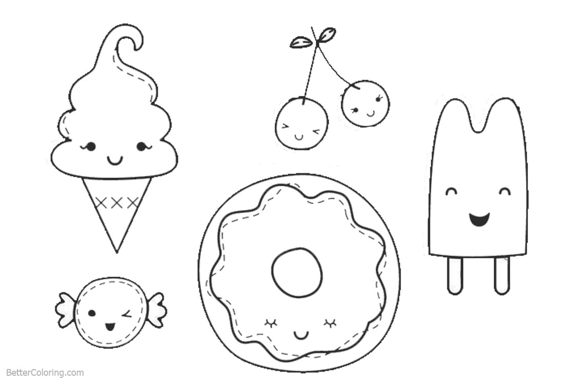 Cute Food Coloring Pages Line Drawing - Free Printable Coloring Pages