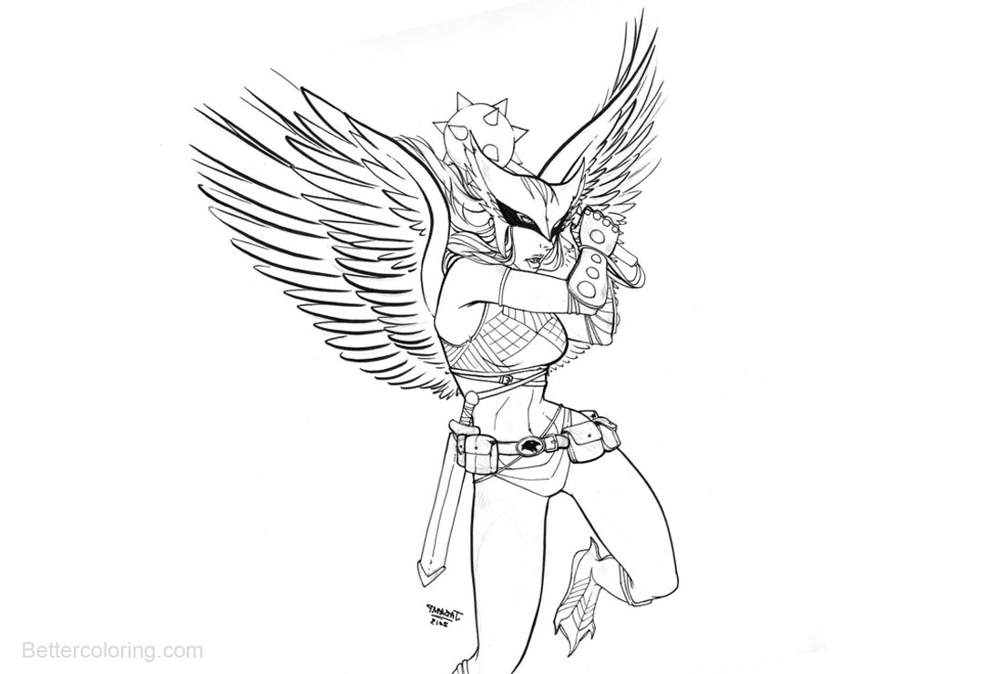 Free DC Superhero Hawkgirl Coloring Pages by jaisamp printable
