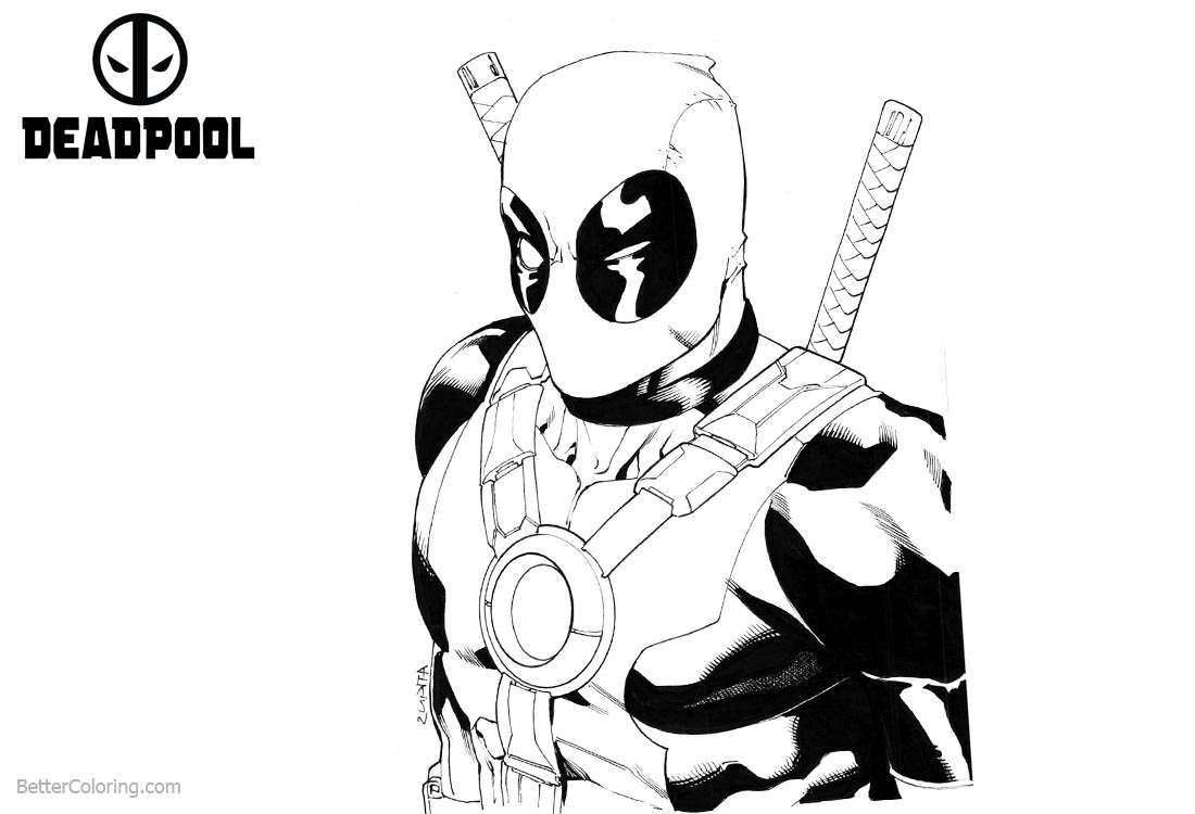 Deadpool Coloring Pages Black and White printable for free