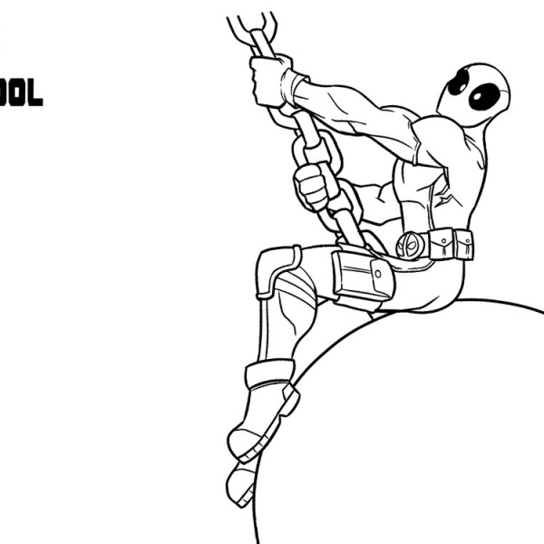 Deadpool Coloring Pages Crouch to Fight - Free Printable Coloring Pages