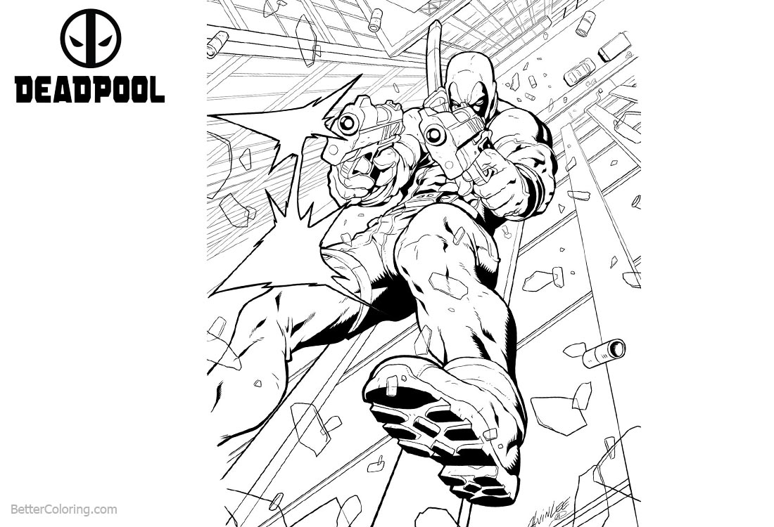 Deadpool Coloring Pages Lineart printable for free