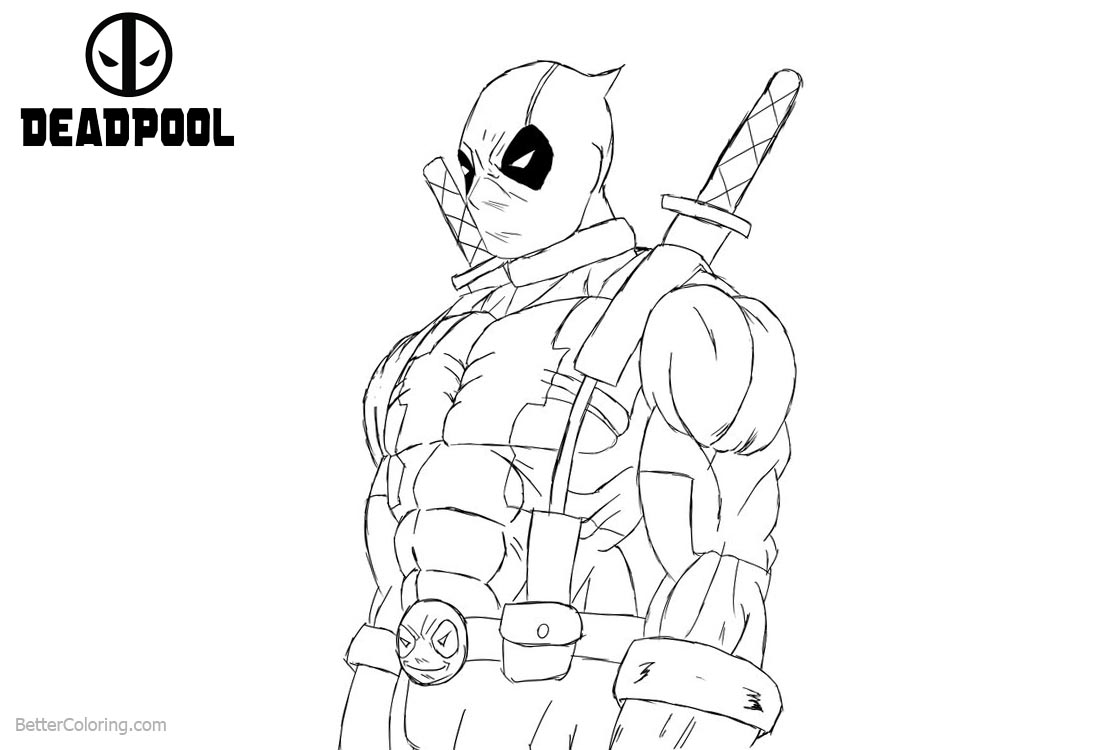 Deadpool Coloring Pages Side View printable for free
