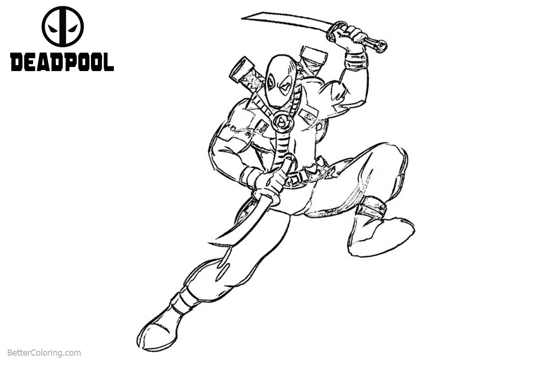 Deadpool Coloring Pages Sketch printable for free