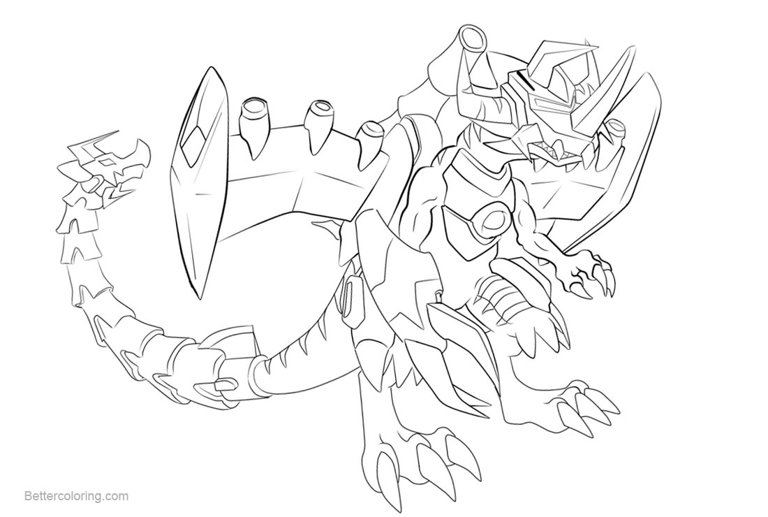 Free Digimon Coloring Pages Metalgreymon Line Drawing by cutejana17 printable