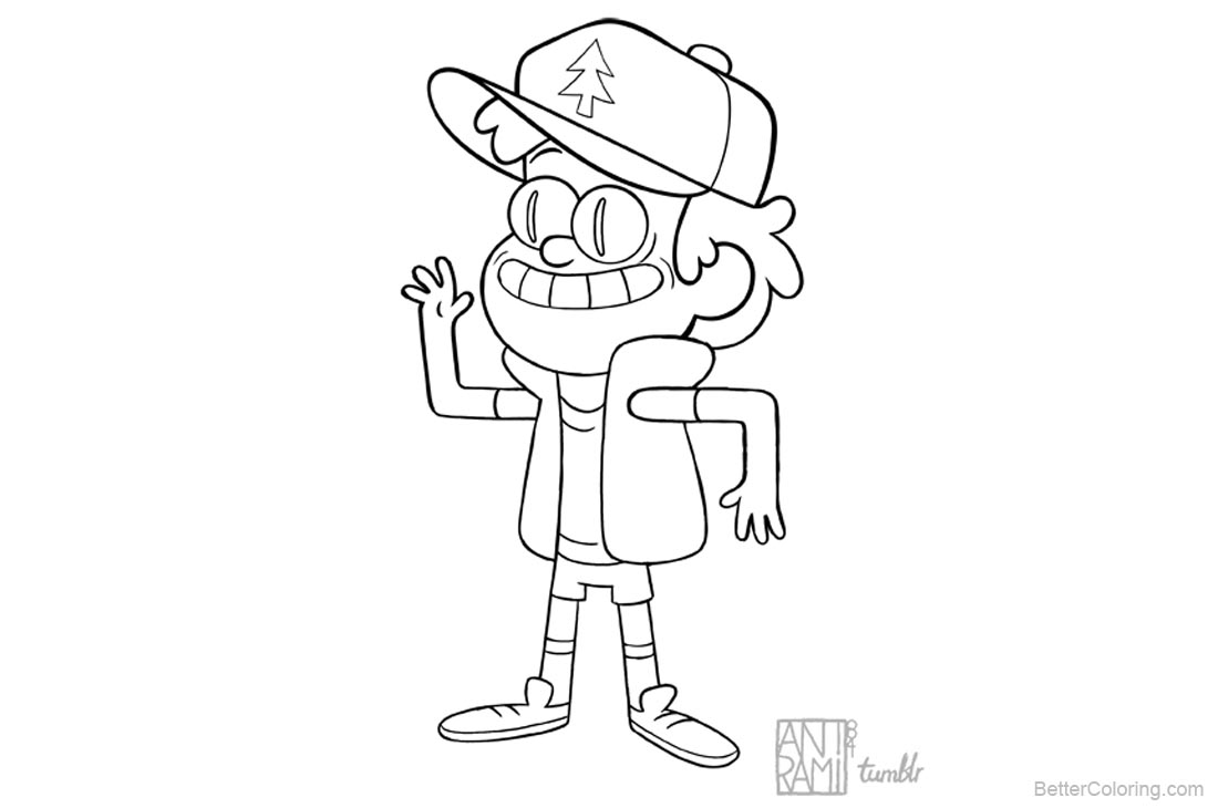 Dipper from Gravity Falls Coloring Pages printable for free