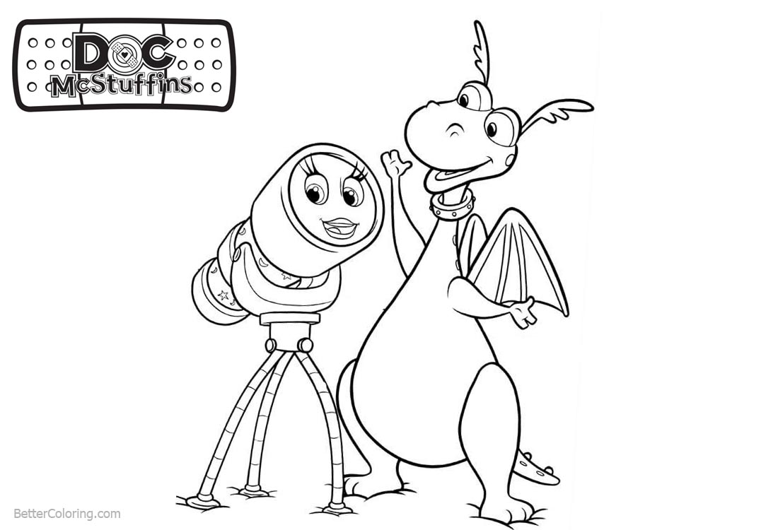 Doc McStuffins Coloring Pages Aurora and Stuffy printable for free