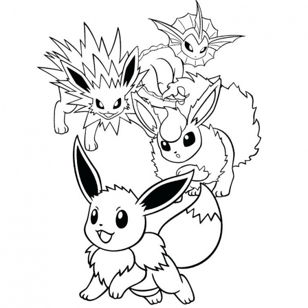 Eevee Evolutions Coloring Pages - Free Printable Coloring Pages