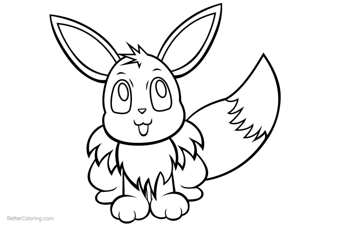 Eevee Coloring Pages by memimouse printable for free