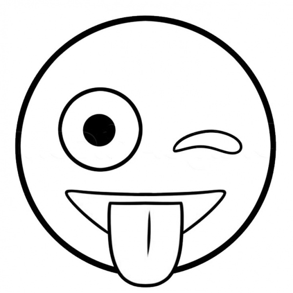 Emojis Coloring Pages Smile with - Emojis Coloring Pages Wink 600x600 