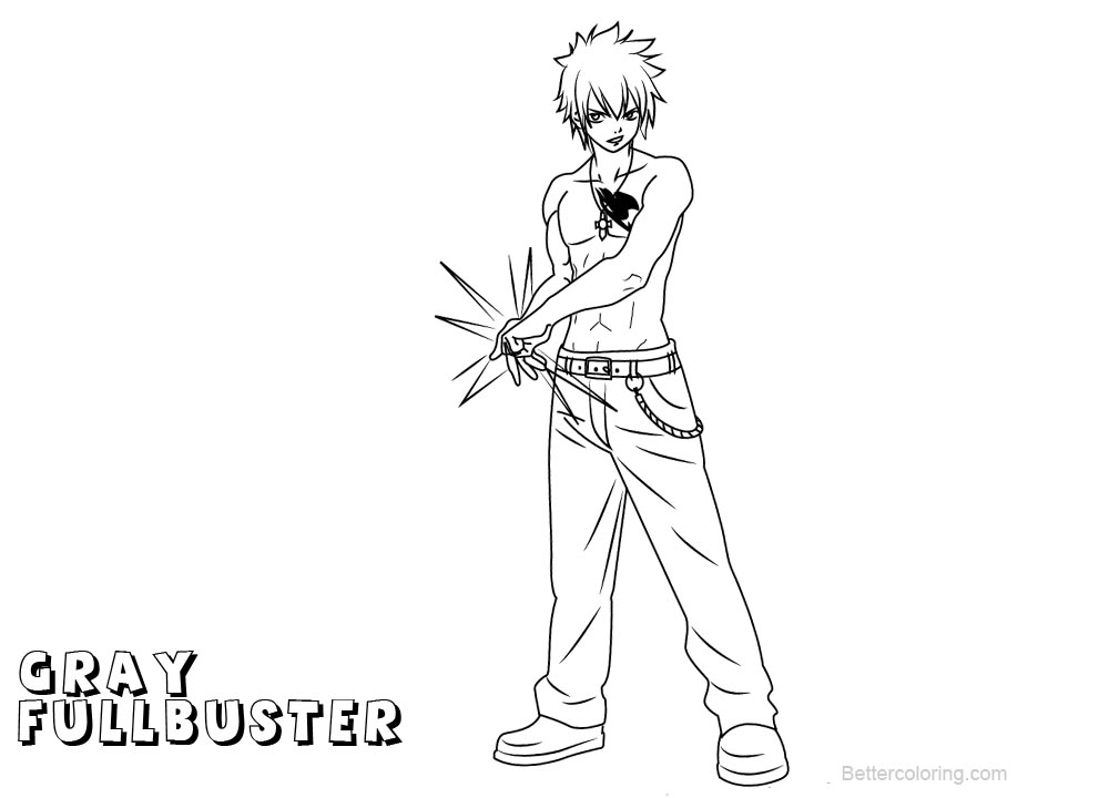 Free Fairy Tail Coloring Pages Gray Fullbuster printable