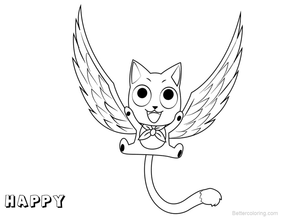 Free Fairy Tail Coloring Pages Happy printable