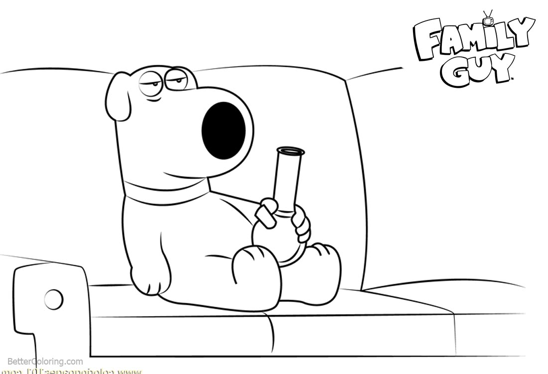 Family Guy Brian Coloring Pages Drink and Watch TV printable for free