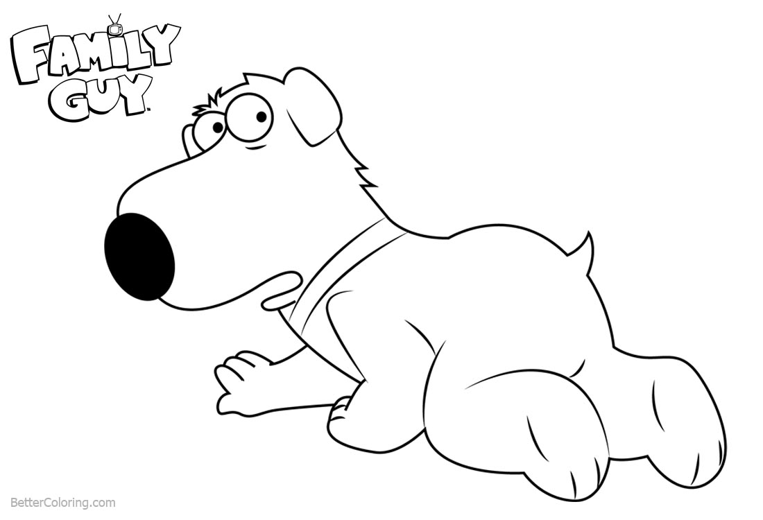 Family Guy Brian Coloring Pages Line Drawing printable for free