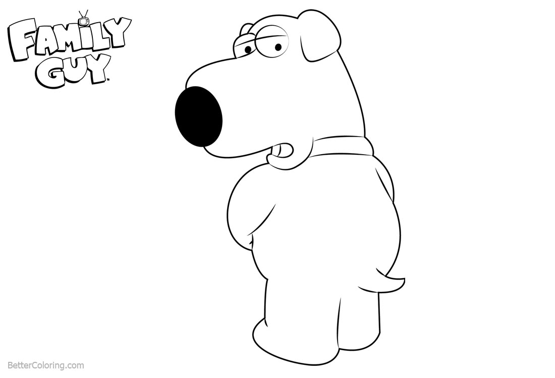 Family Guy Brian Coloring Pages Lineart printable for free