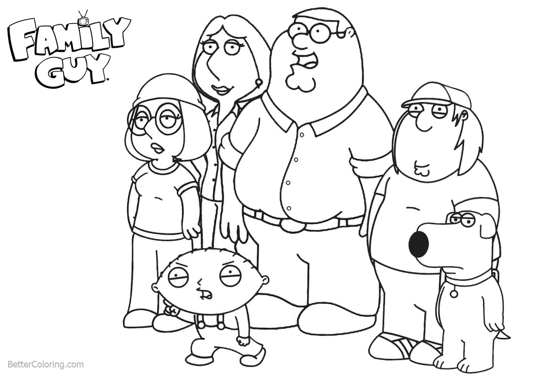Family Guy Characters Coloring Pages printable for free