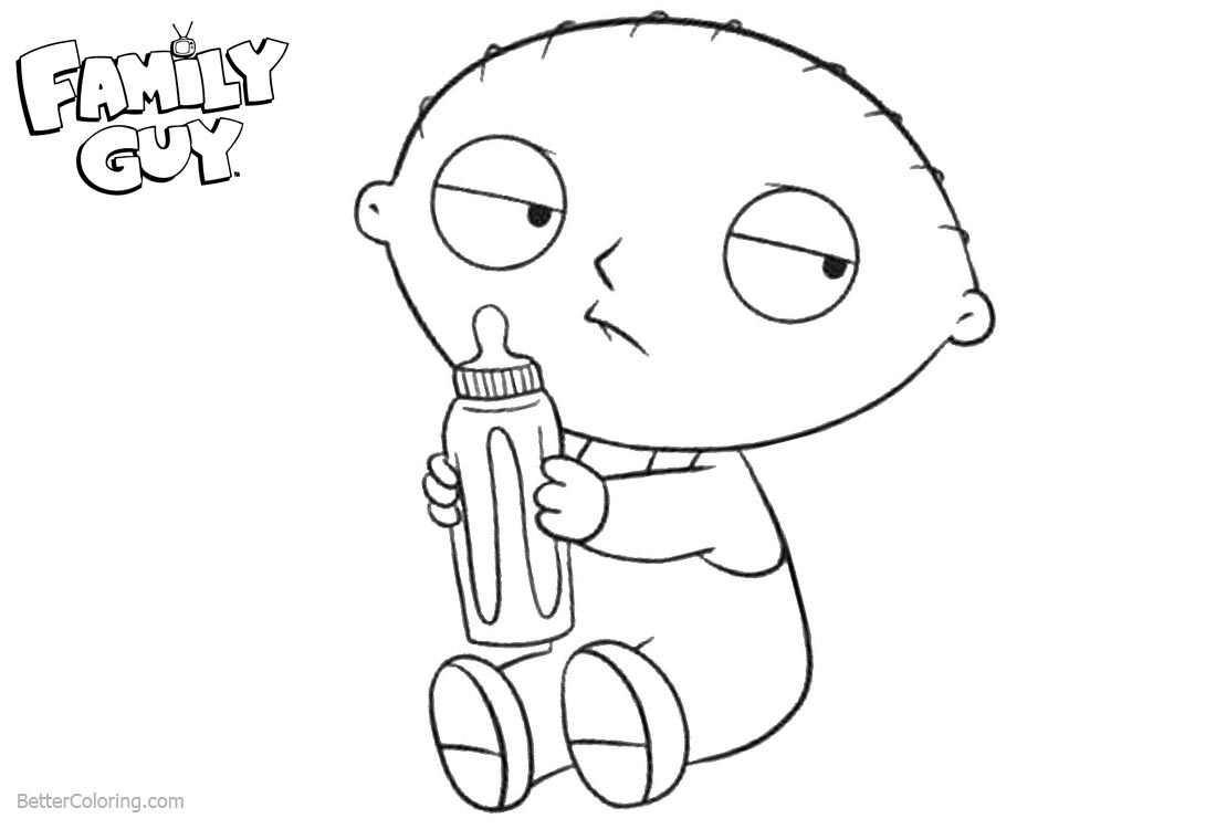 Family Guy Coloring Pages Baby Stewie Drink Milk printable for free