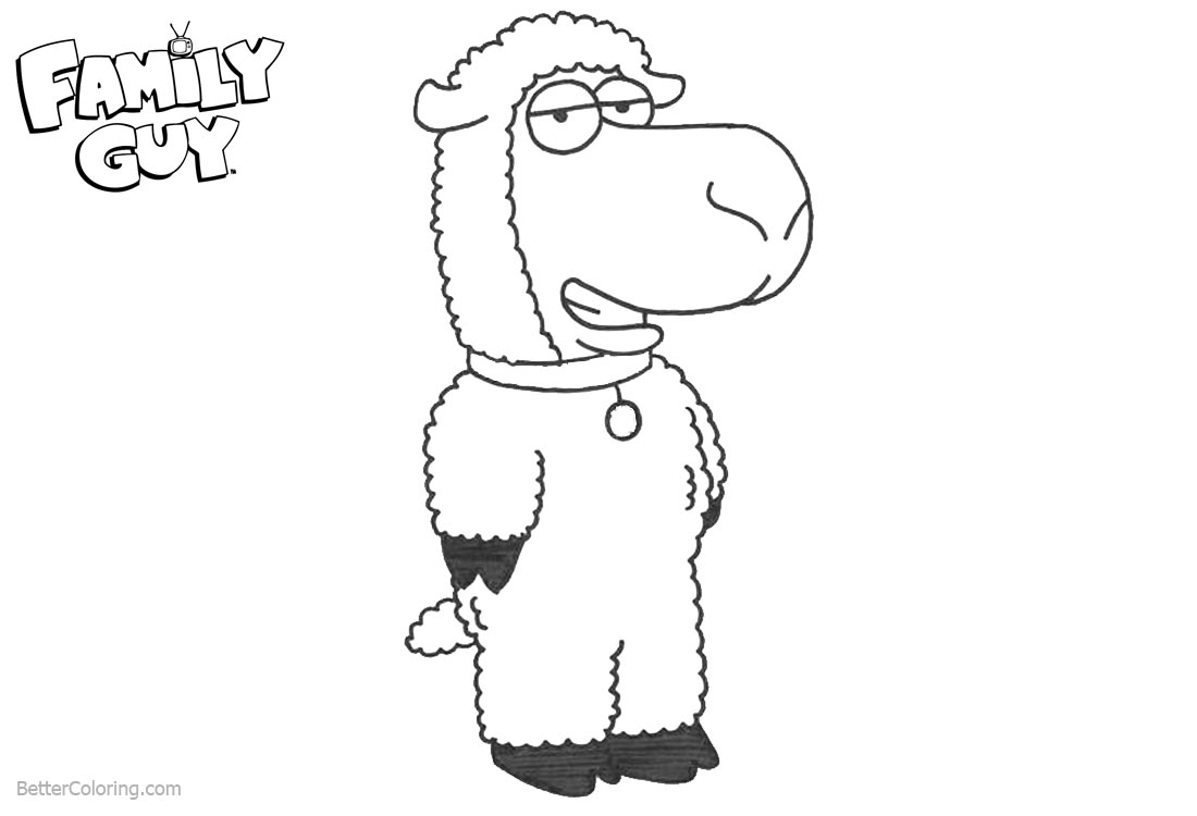 Family Guy Coloring Pages Brian Cosplay A Sheep printable for free