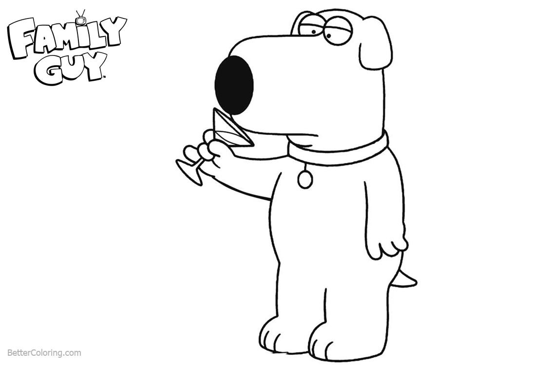 Family Guy Coloring Pages Brian Have A Drink Free Printable Coloring 