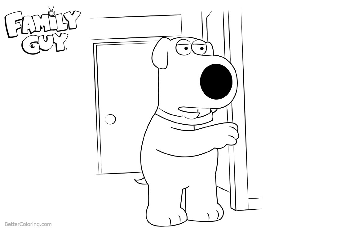 Family Guy Coloring Pages Brian Line Drawing printable for free