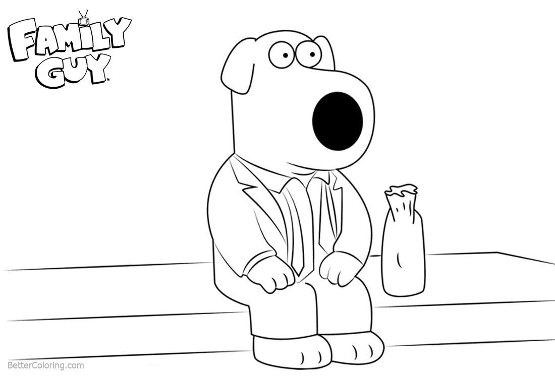 Family Guy Coloring Pages Brian Sit on The Stage printable for free