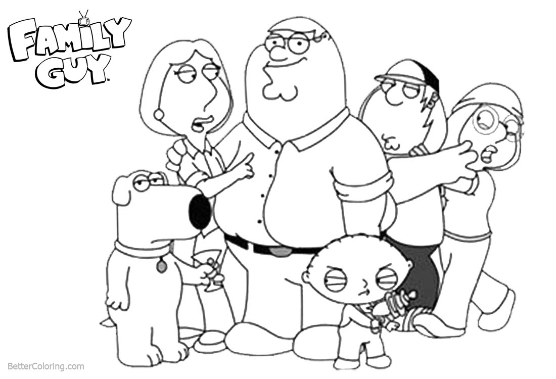 Family Guy Coloring Pages Characters Line Art printable for free