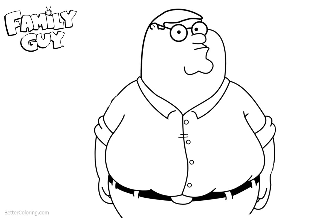 Family Guy Coloring Pages Dad Peter Griffin printable for free
