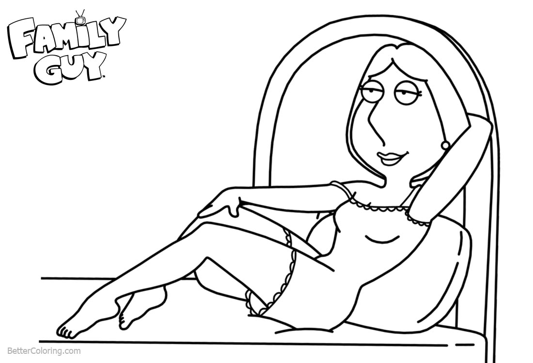 Family Guy Coloring Pages Lois on The Bed printable for free