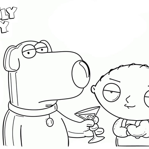 Family Guy Brian Coloring Pages Working with Computer - Free Printable