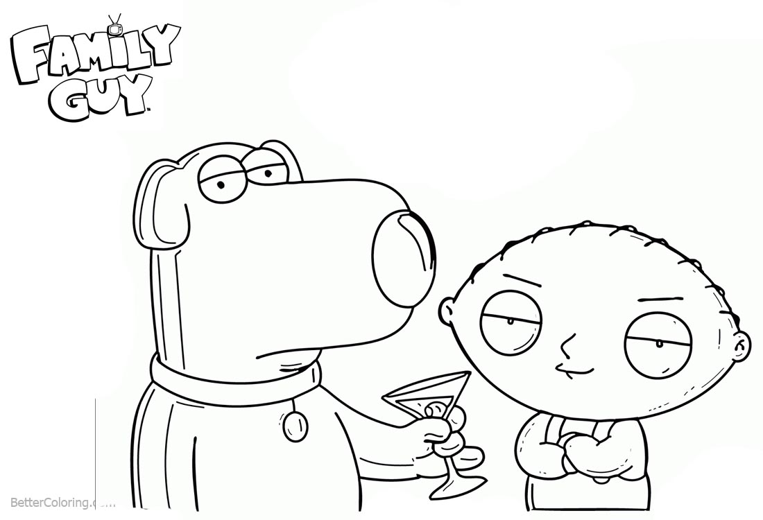 Family Guy Coloring Pages Stewie and Brian printable for free