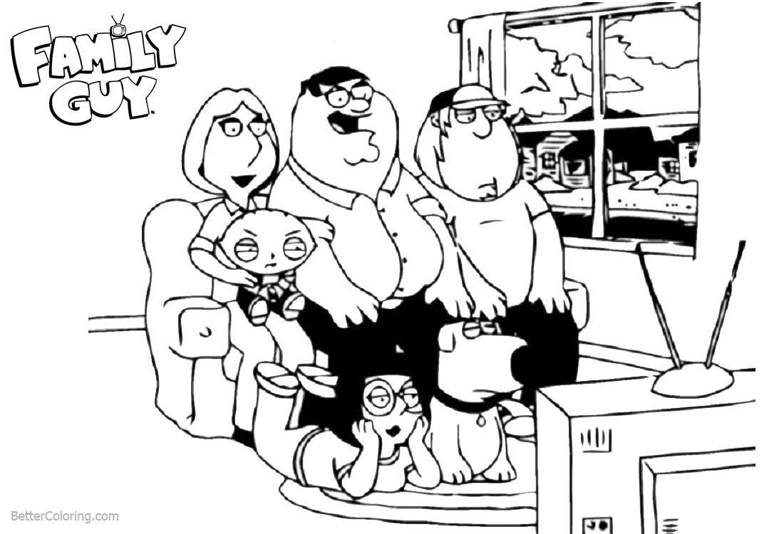 Family Guy Coloring Pages Watch TV printable for free