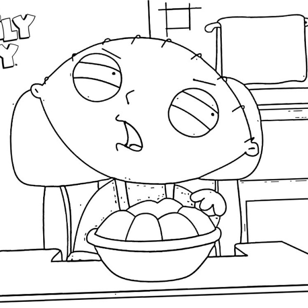 Family Guy Coloring Pages Stewie with Weapon - Free Printable Coloring
