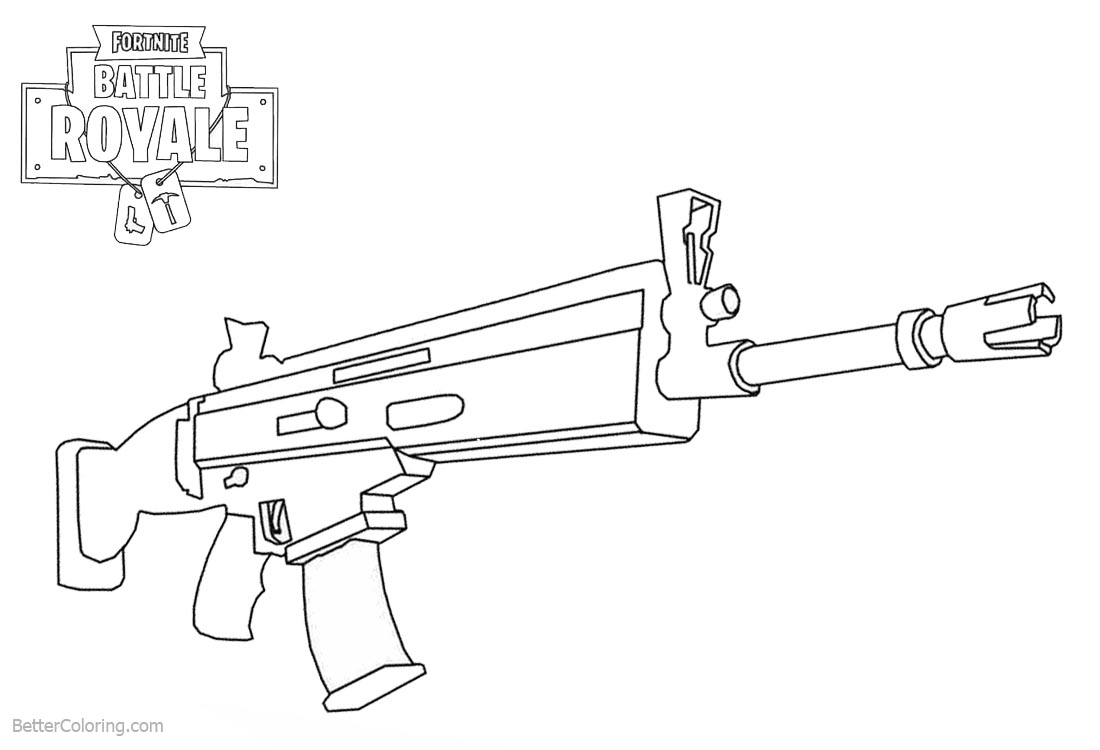 Fortnite Coloring Pages Weapons Rifle Scar Free Printable Coloring Pages