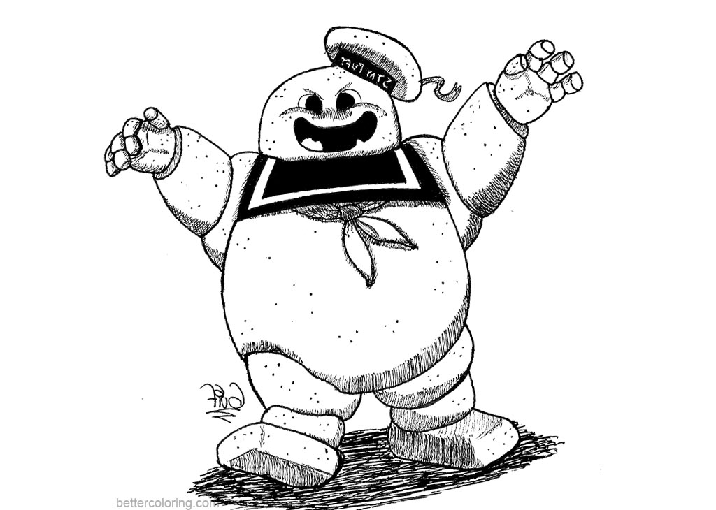 Free Ghostbusters Coloring Pages Stay Puft Marshmallow Man by guilll printable