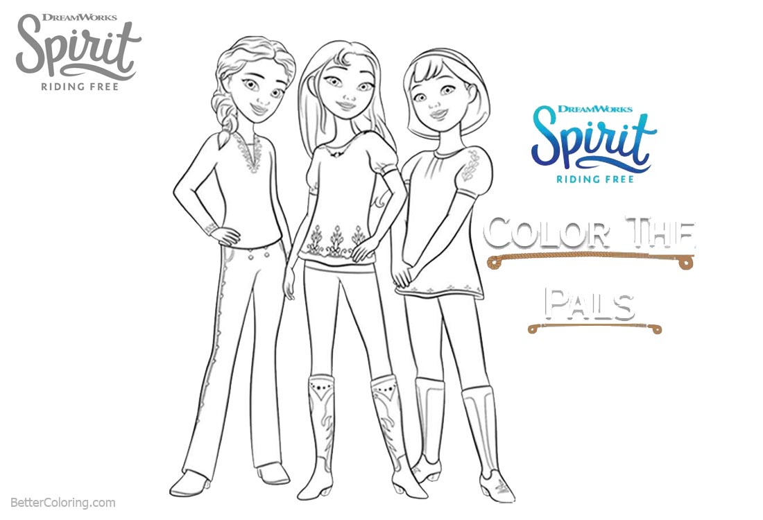 Girls from Spirit Riding Free Coloring Pages printable for free