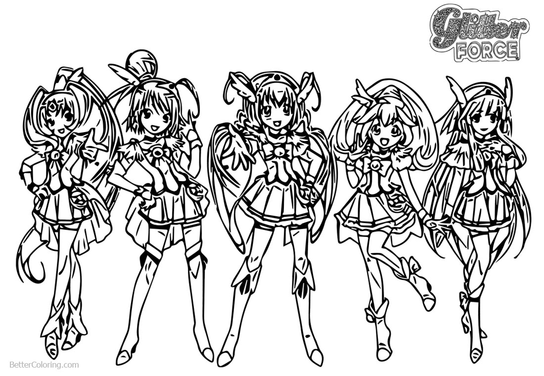 777 Cute Free Glitter Force Coloring Pages with disney character