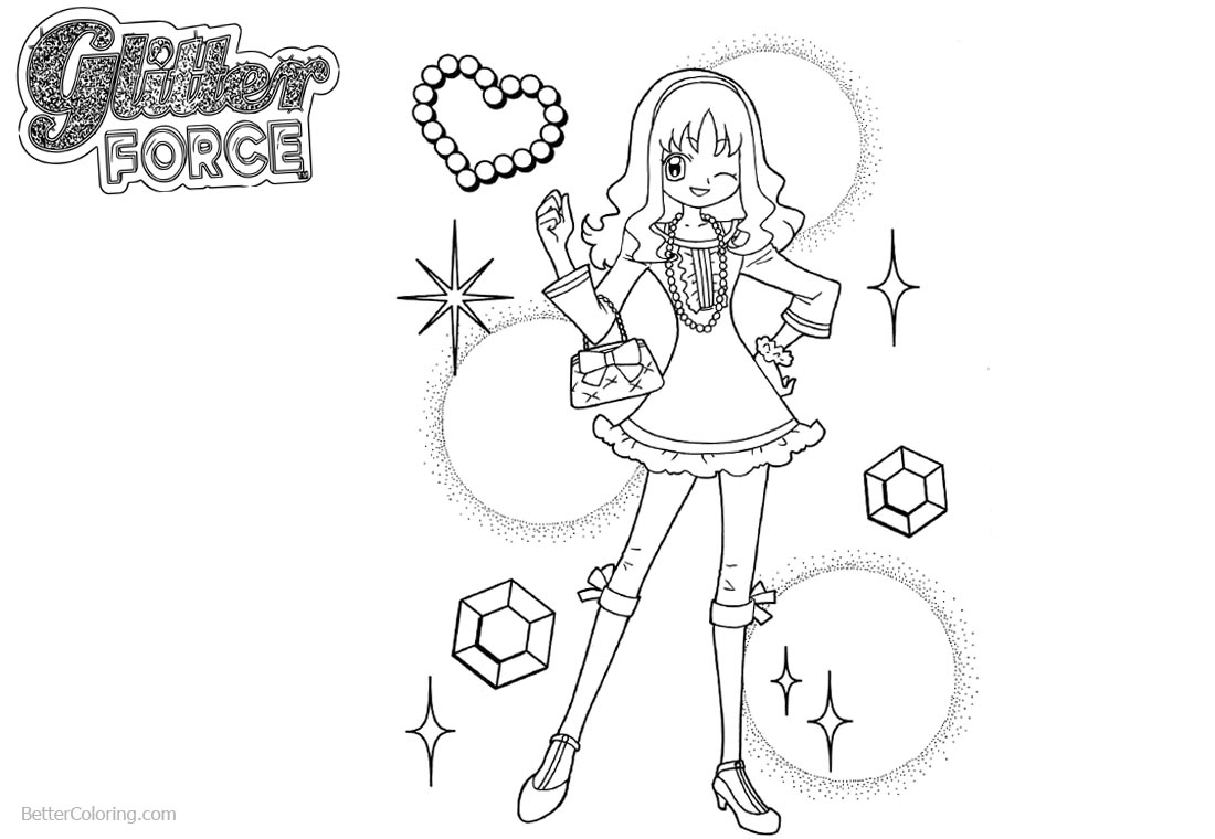 Glitter Force Coloring Pages Precure Smile Force printable for free