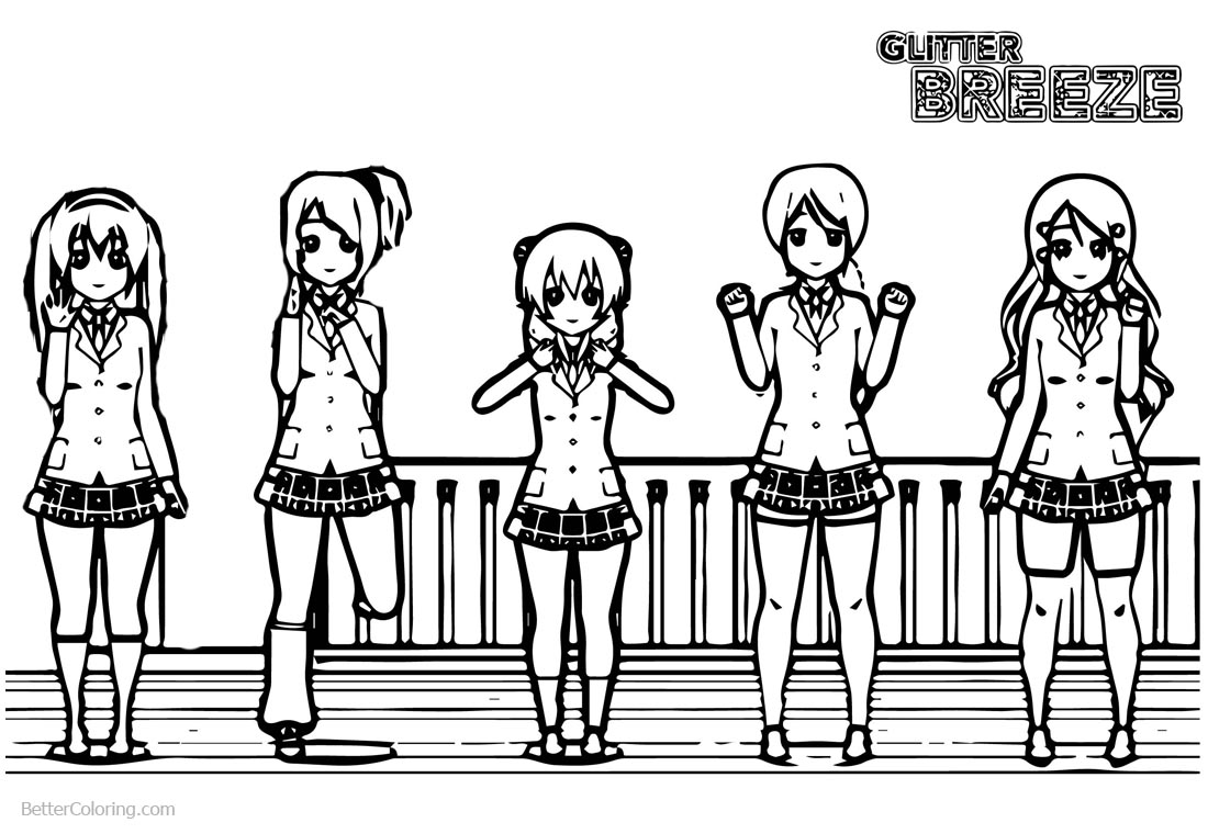 Glitter Force Coloring Pages Team printable for free