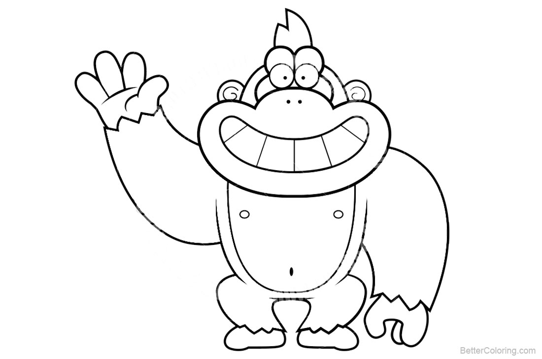 Gorilla Coloring Pages Cartoon Style printable for free