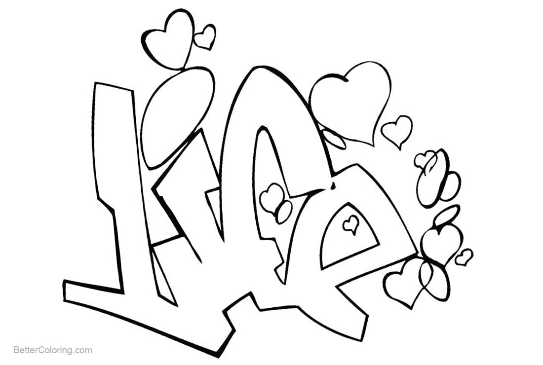 Graffiti Coloring Pages Letters Love Drawing printable for free