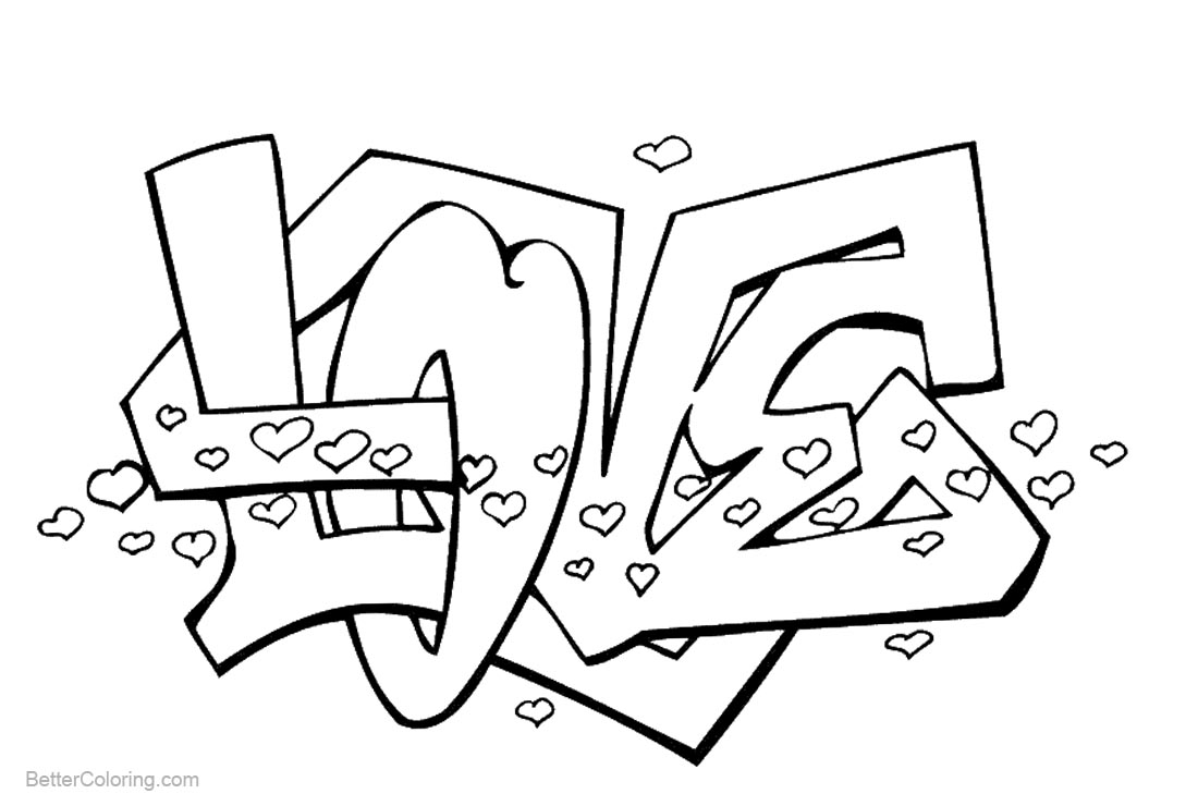 Graffiti Coloring Pages Letters Love - Free Printable Coloring Pages