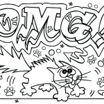 Graffiti Coloring Pages Letters OMG Line Art