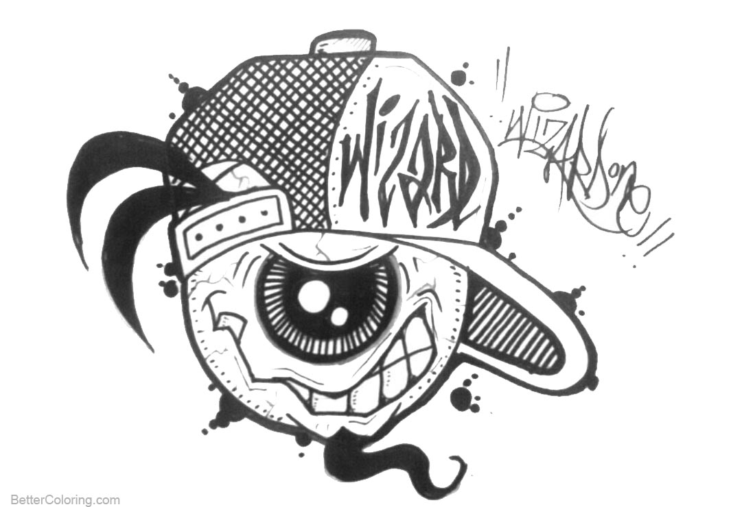 Download Graffiti Coloring Pages One Eye Character - Free Printable Coloring Pages